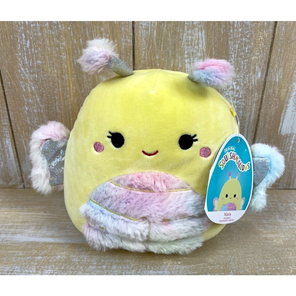 Kellytoy Squishmallows Nixie the Yellow Butterfly Fuzzy Belly 8" NWT